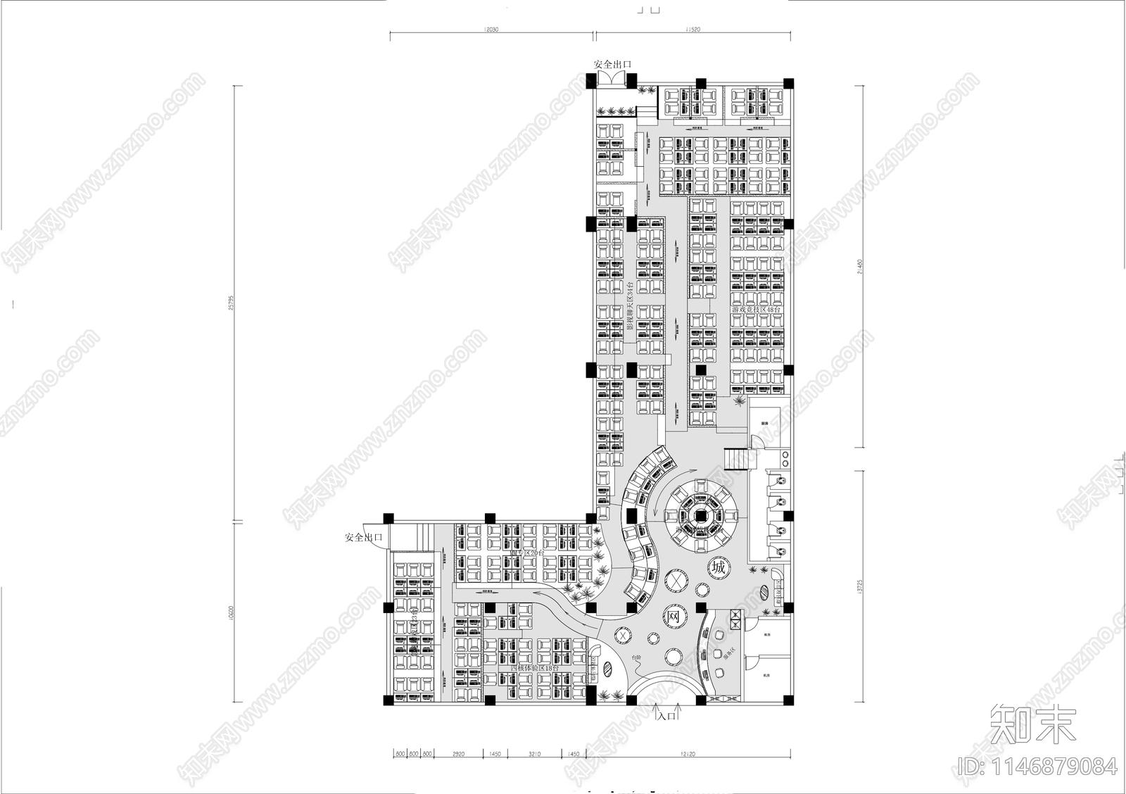高档网咖网络会所平面施工图下载【ID:1146879084】