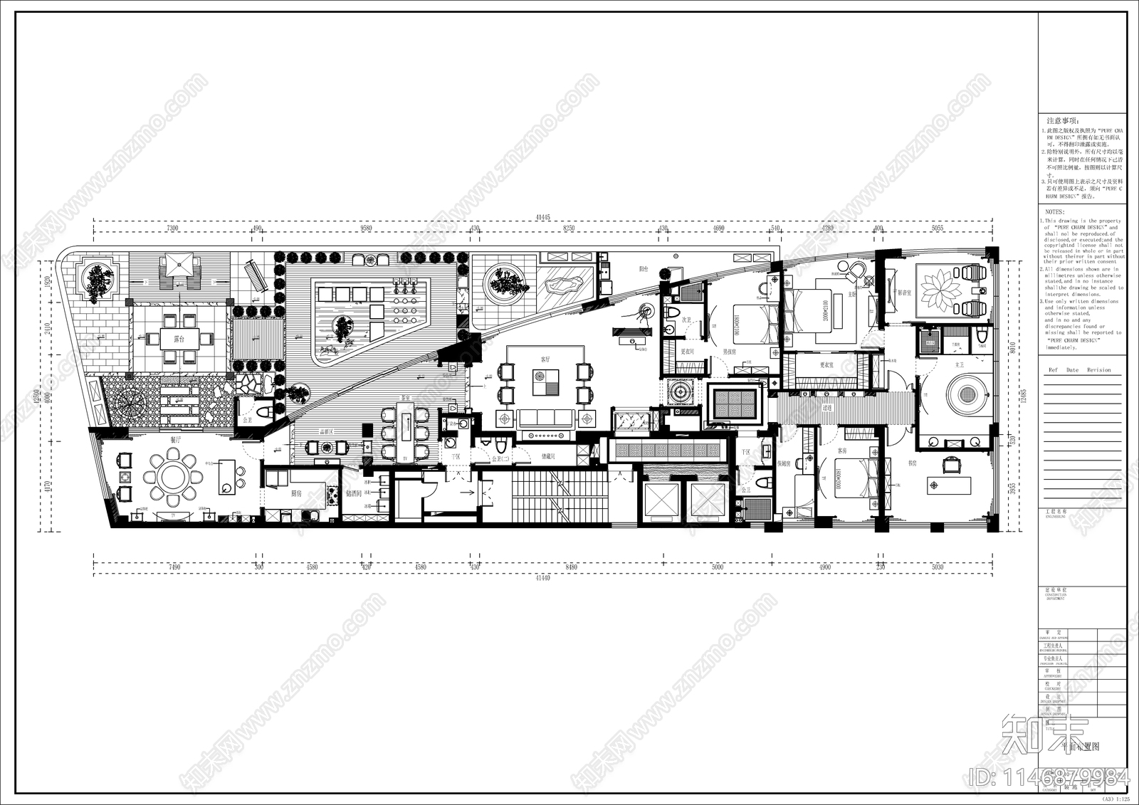 新中式风格别墅室内cad施工图下载【ID:1146879984】