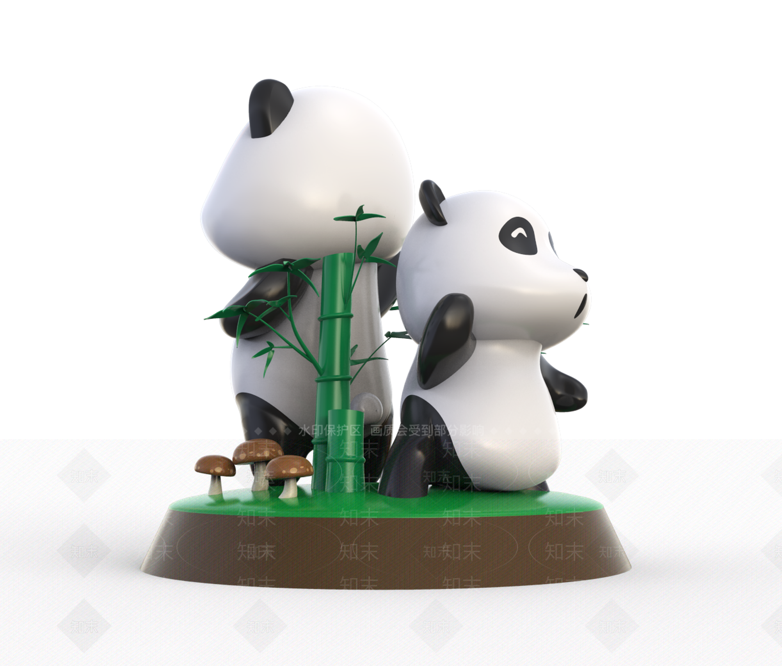 现代熊猫拟人动态雕塑SU模型下载【ID:1146880743】