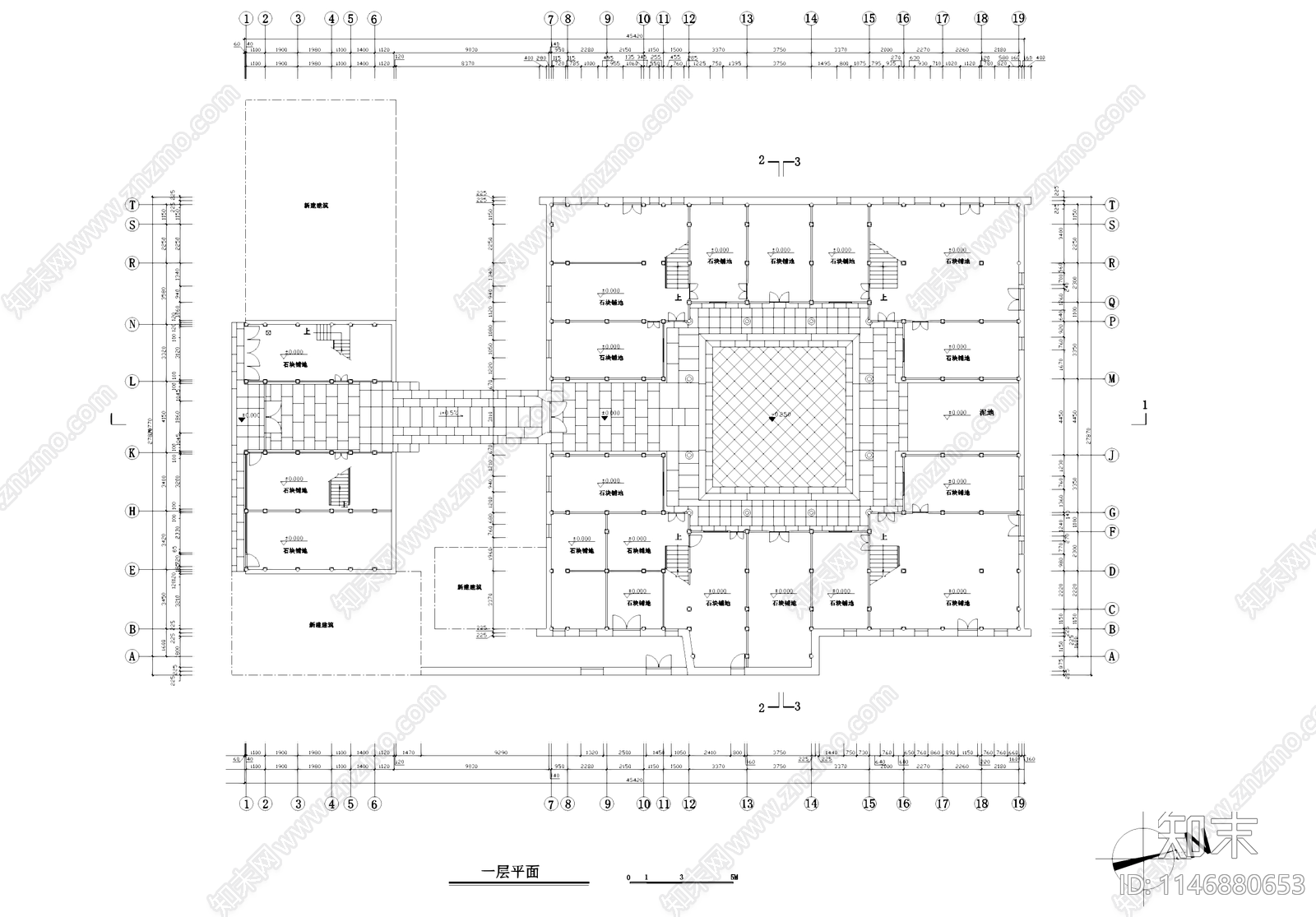 中式临海桃渚郎家里四合院民居古建筑cad施工图下载【ID:1146880653】