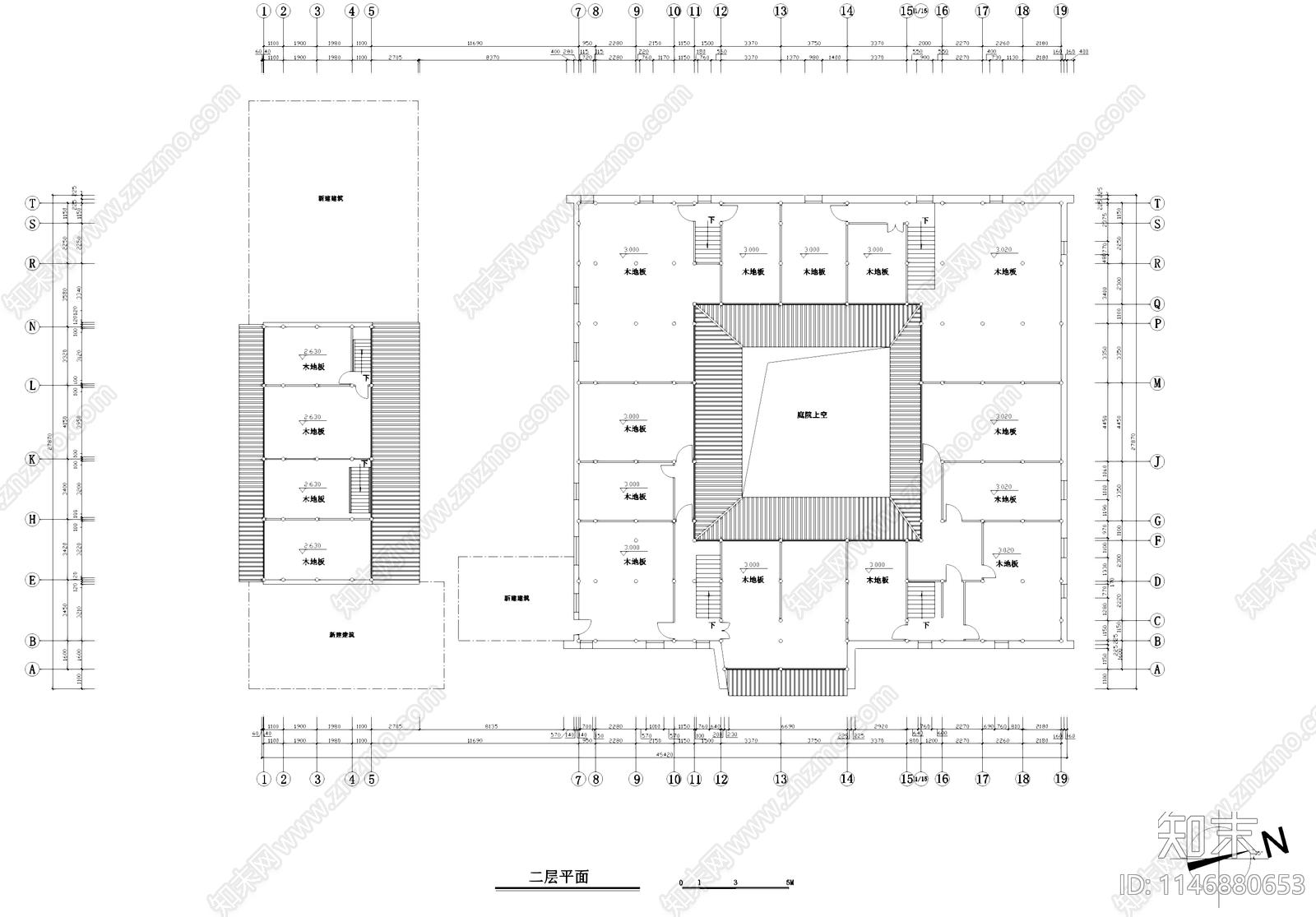 中式临海桃渚郎家里四合院民居古建筑cad施工图下载【ID:1146880653】