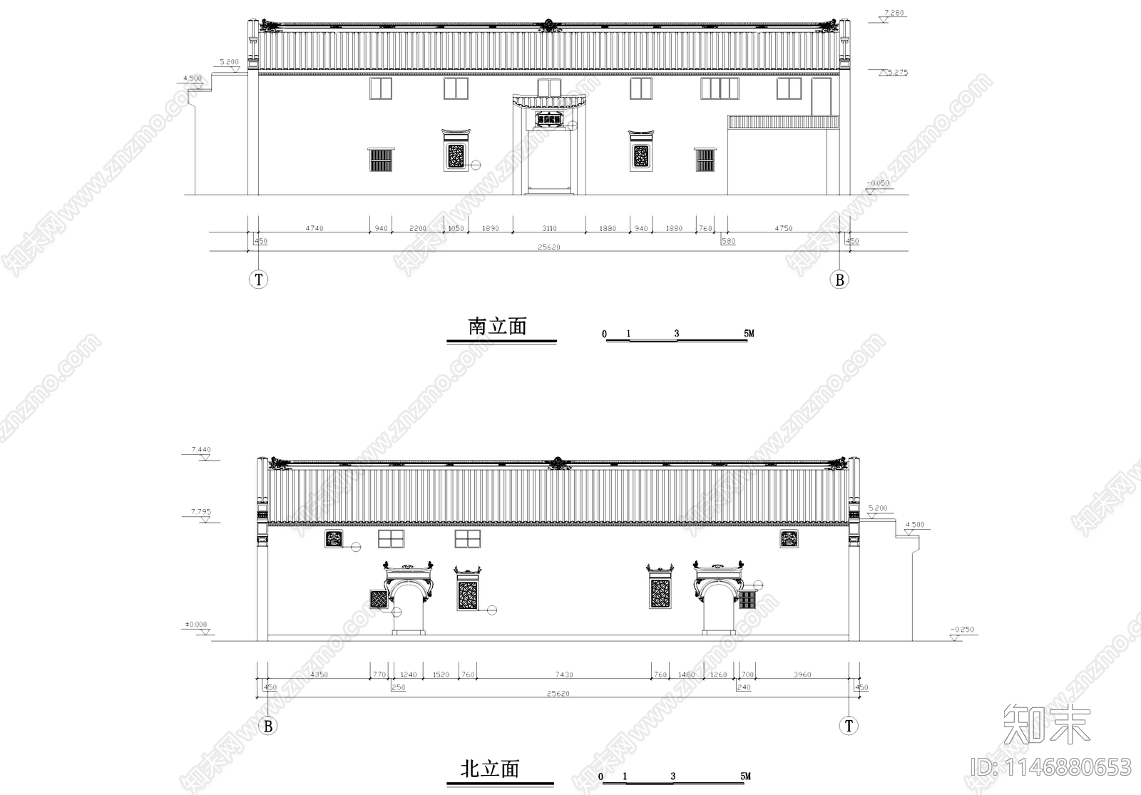 中式临海桃渚郎家里四合院民居古建筑cad施工图下载【ID:1146880653】