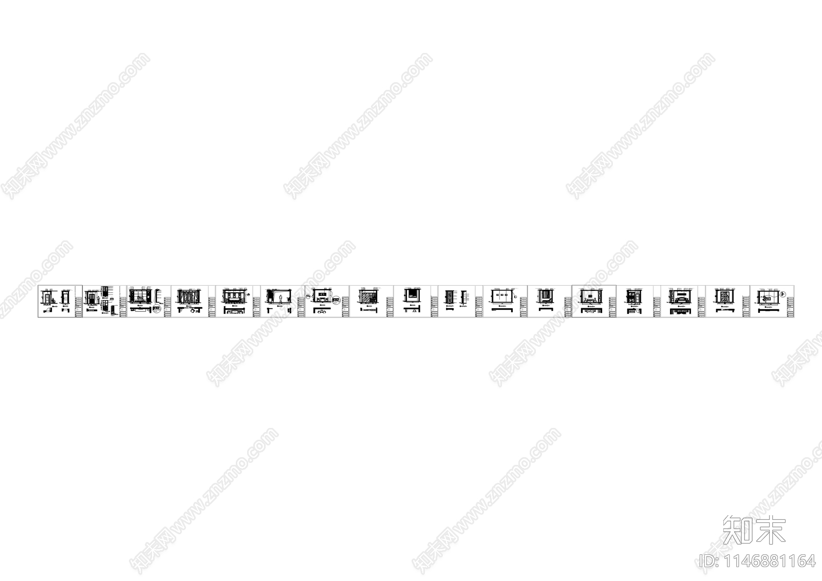 新中式风格平层室内cad施工图下载【ID:1146881164】