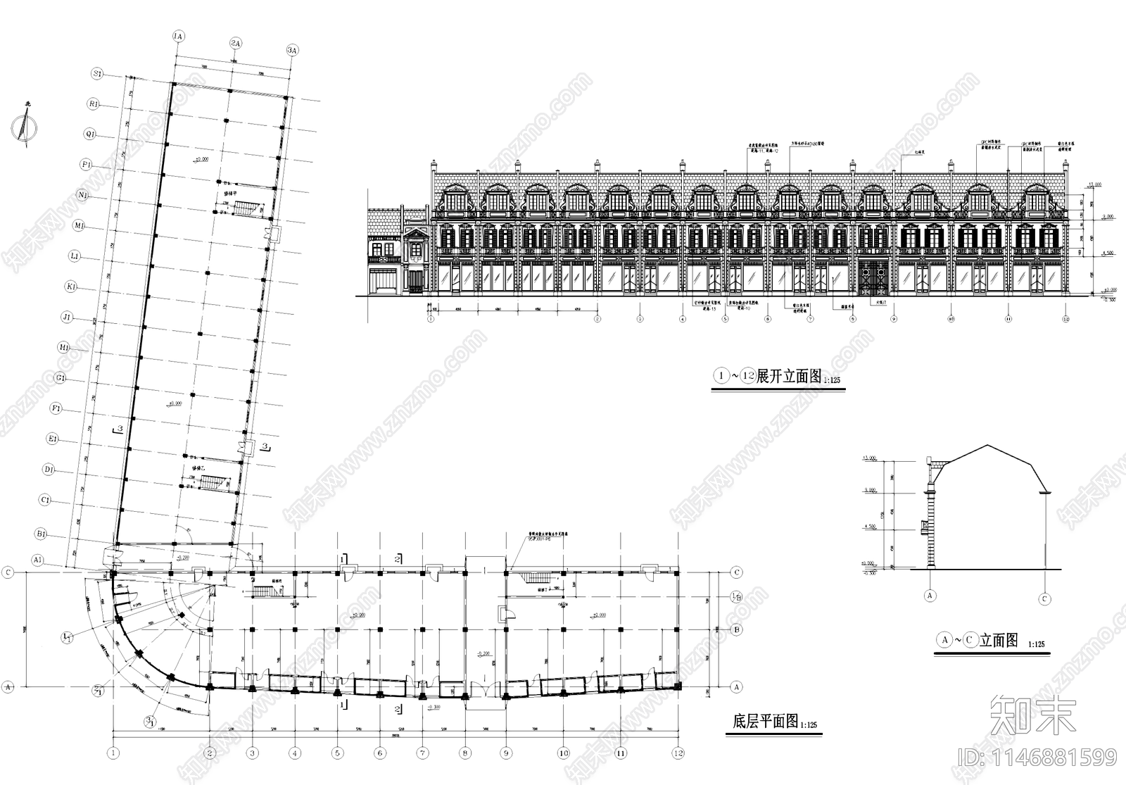 欧式凯司令咖啡馆古建筑cad施工图下载【ID:1146881599】