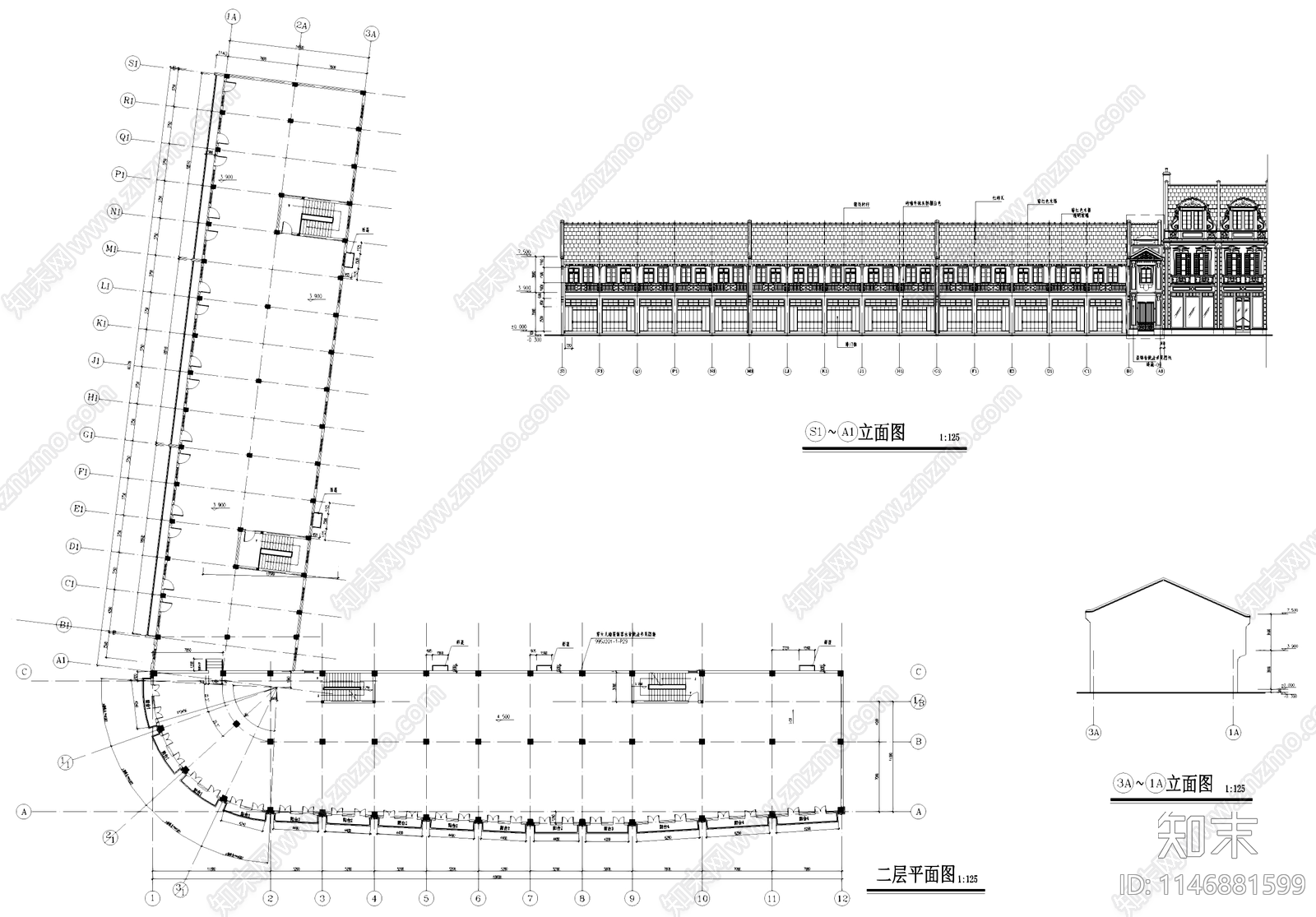 欧式凯司令咖啡馆古建筑cad施工图下载【ID:1146881599】