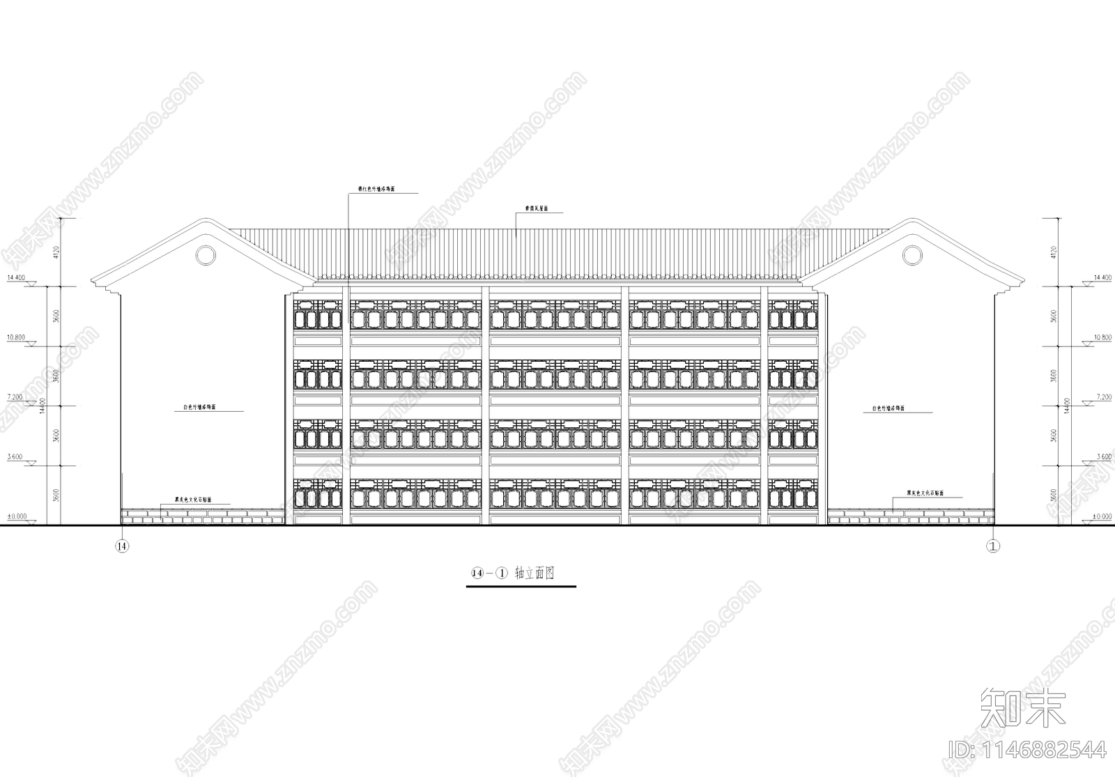 中式川南风格综合教学楼建筑cad施工图下载【ID:1146882544】