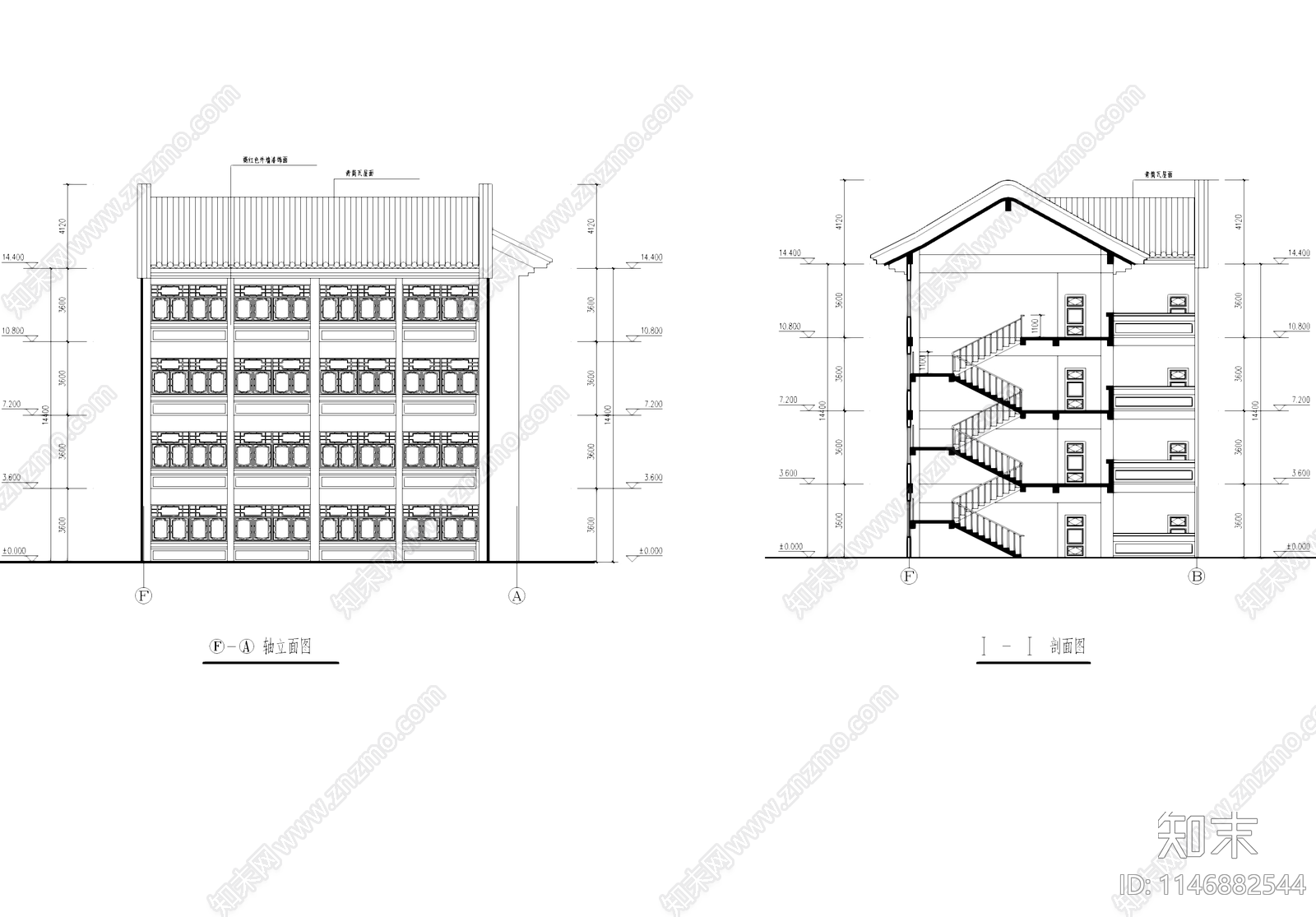 中式川南风格综合教学楼建筑cad施工图下载【ID:1146882544】