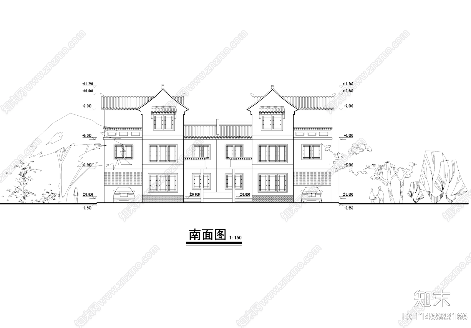 中式川南农村自建房居民住宅别墅建筑cad施工图下载【ID:1146883166】