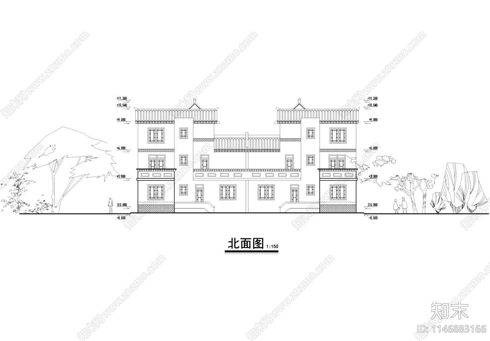 中式川南农村自建房居民住宅别墅建筑cad施工图下载【ID:1146883166】