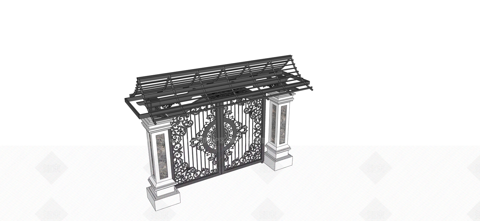 欧式铁艺大门SU模型下载【ID:1146883338】