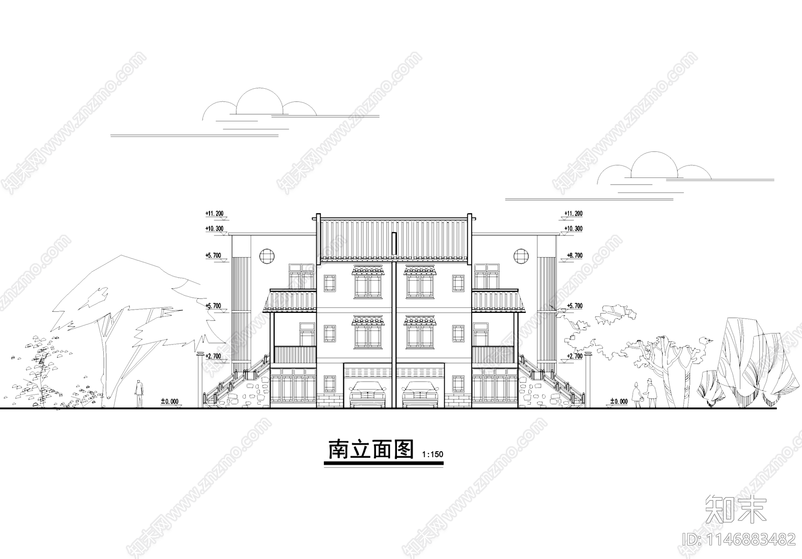 中式川南风格乡村自建房民居住宅别墅建筑施工图下载【ID:1146883482】