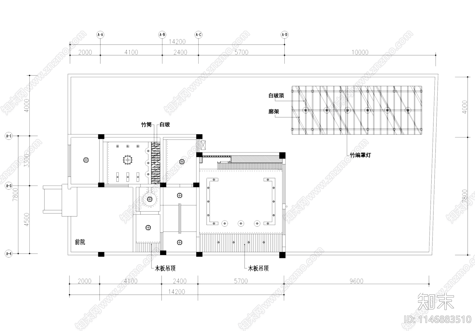 中式川西四层别墅民居建筑及室内家装cad施工图下载【ID:1146883510】