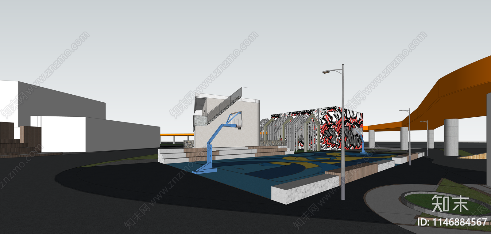 现代体育公园SU模型下载【ID:1146884567】
