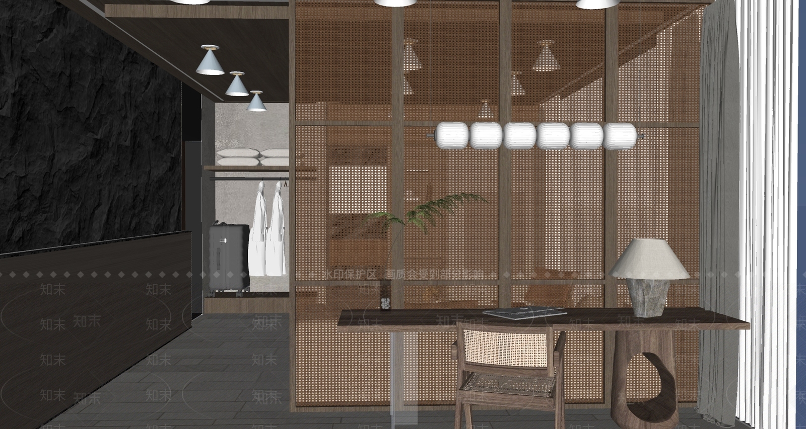 现代酒店客房套房SU模型下载【ID:1146885654】