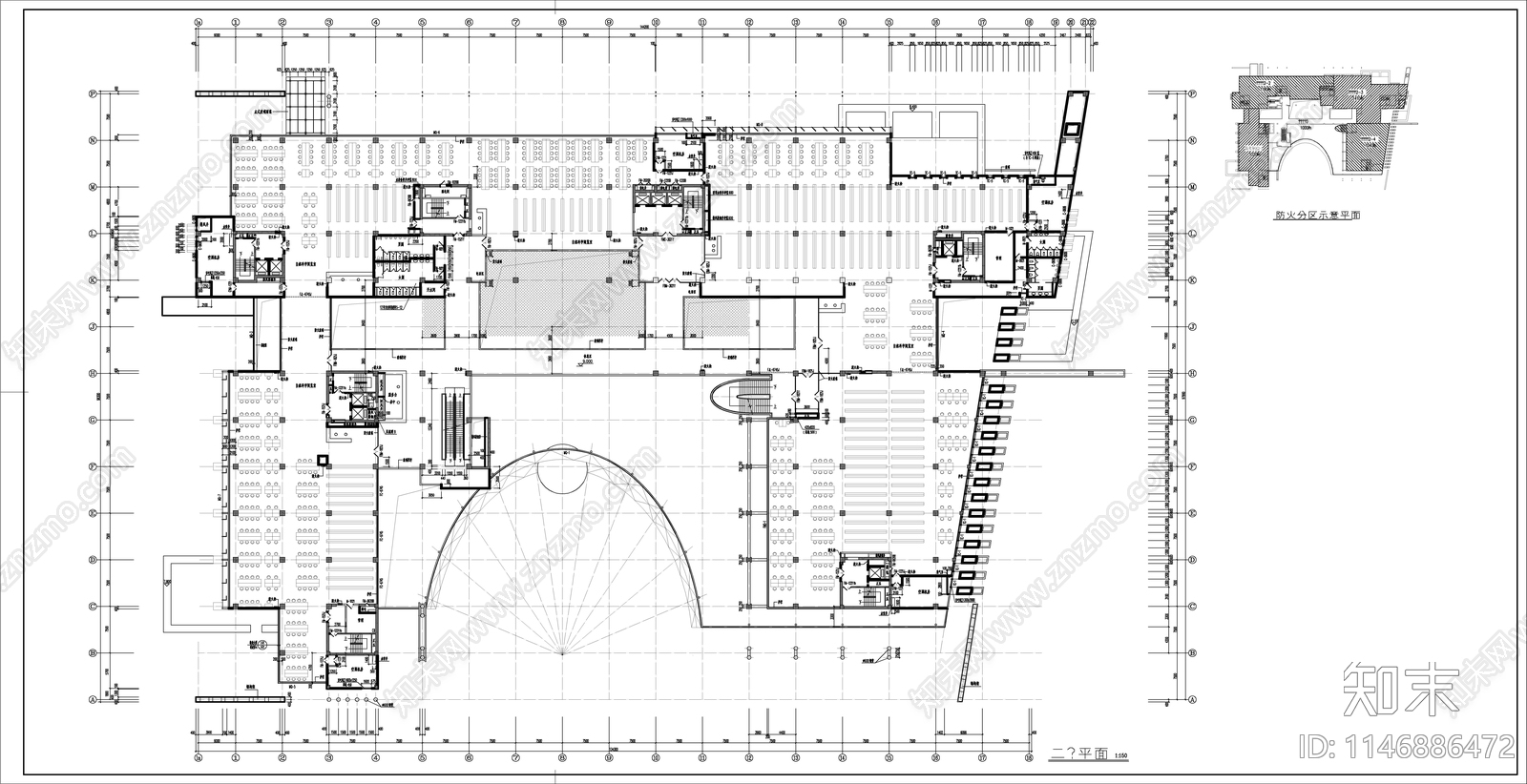 某大型图书馆建筑cad施工图下载【ID:1146886472】
