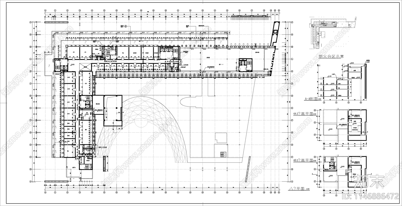 某大型图书馆建筑cad施工图下载【ID:1146886472】