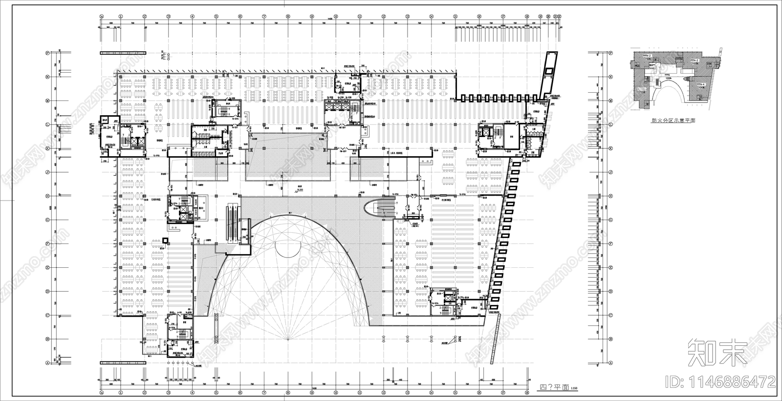 某大型图书馆建筑cad施工图下载【ID:1146886472】
