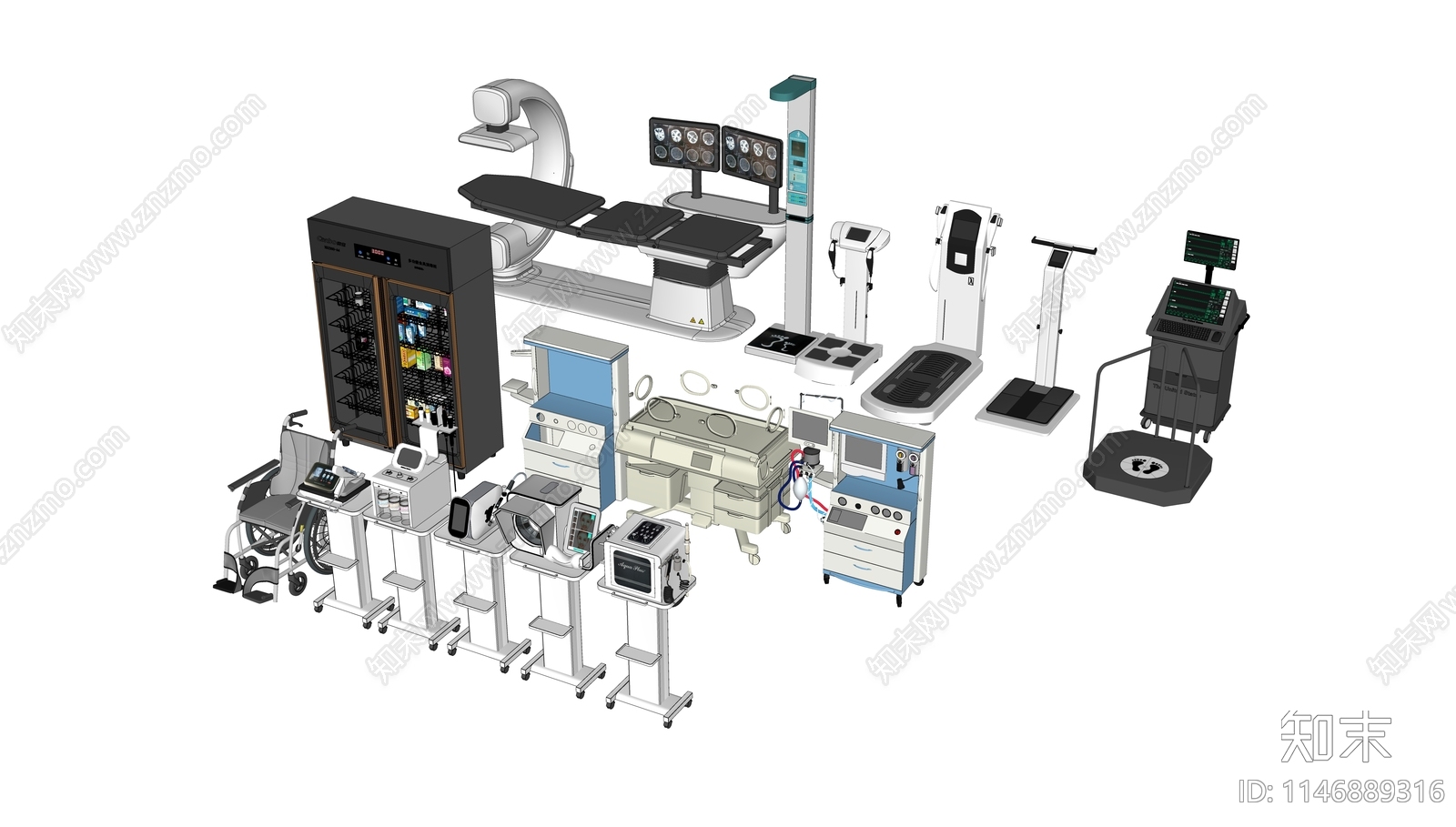 医疗设备器材组合SU模型下载【ID:1146889316】