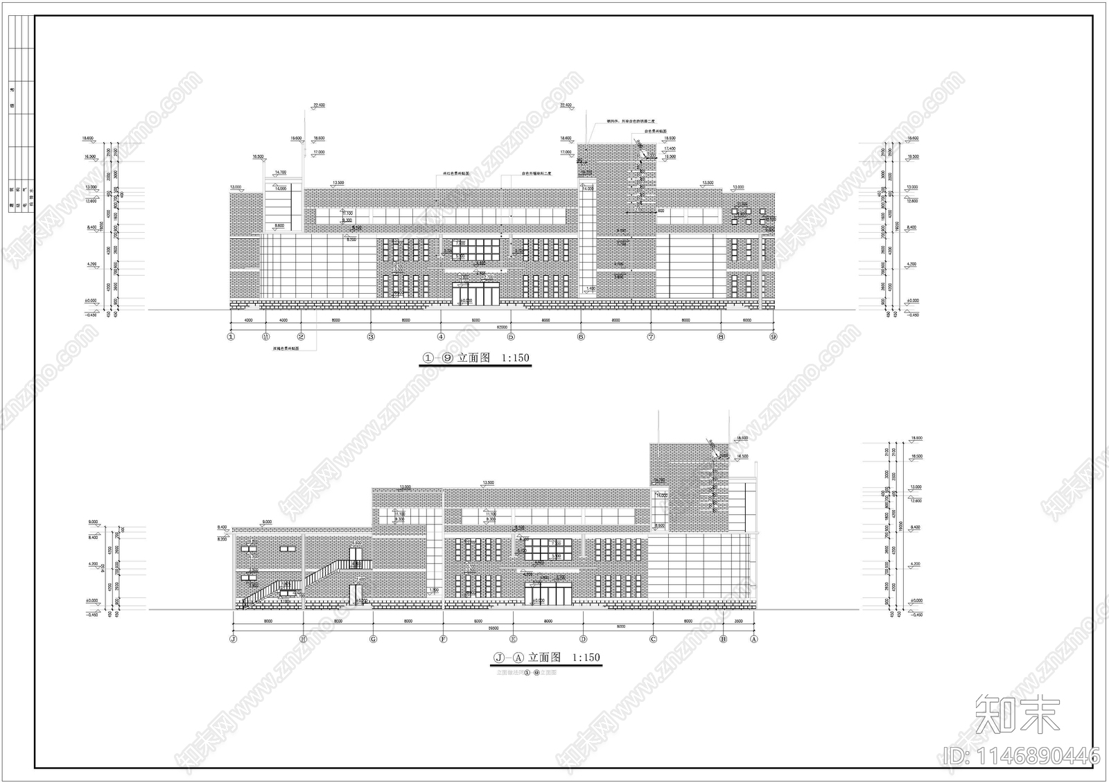 某大学食堂建筑建筑cad施工图下载【ID:1146890446】