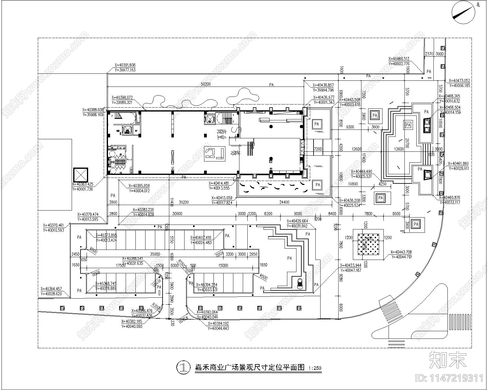 商业广场cad施工图下载【ID:1147219311】