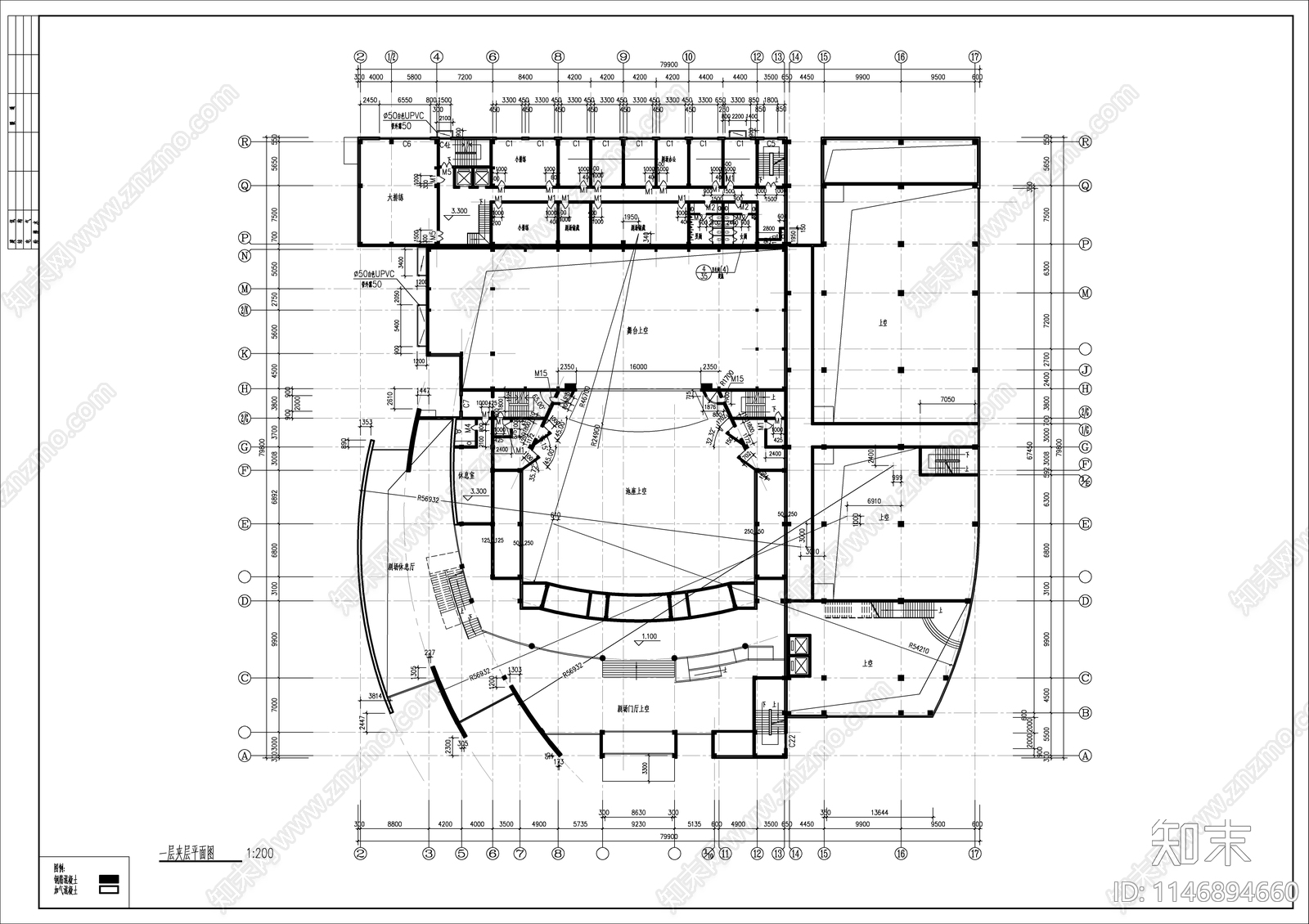大型影剧院建筑cad施工图下载【ID:1146894660】