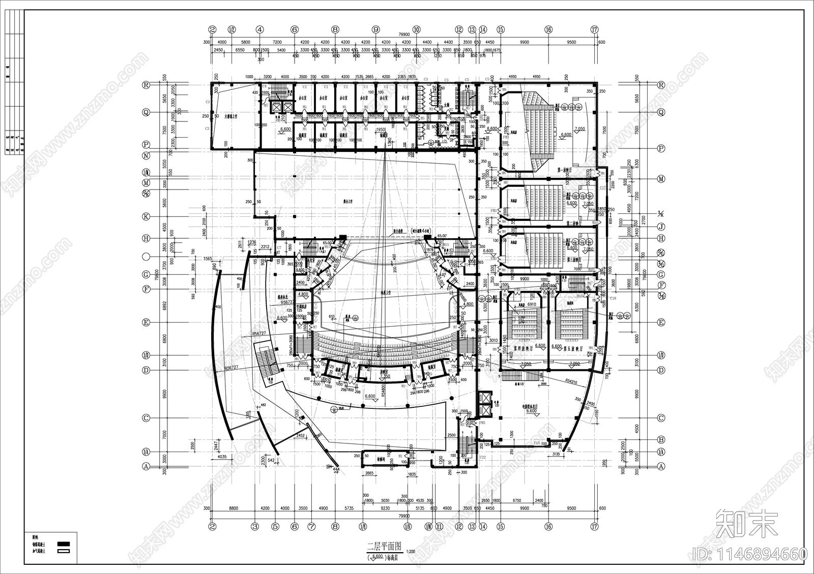 大型影剧院建筑cad施工图下载【ID:1146894660】