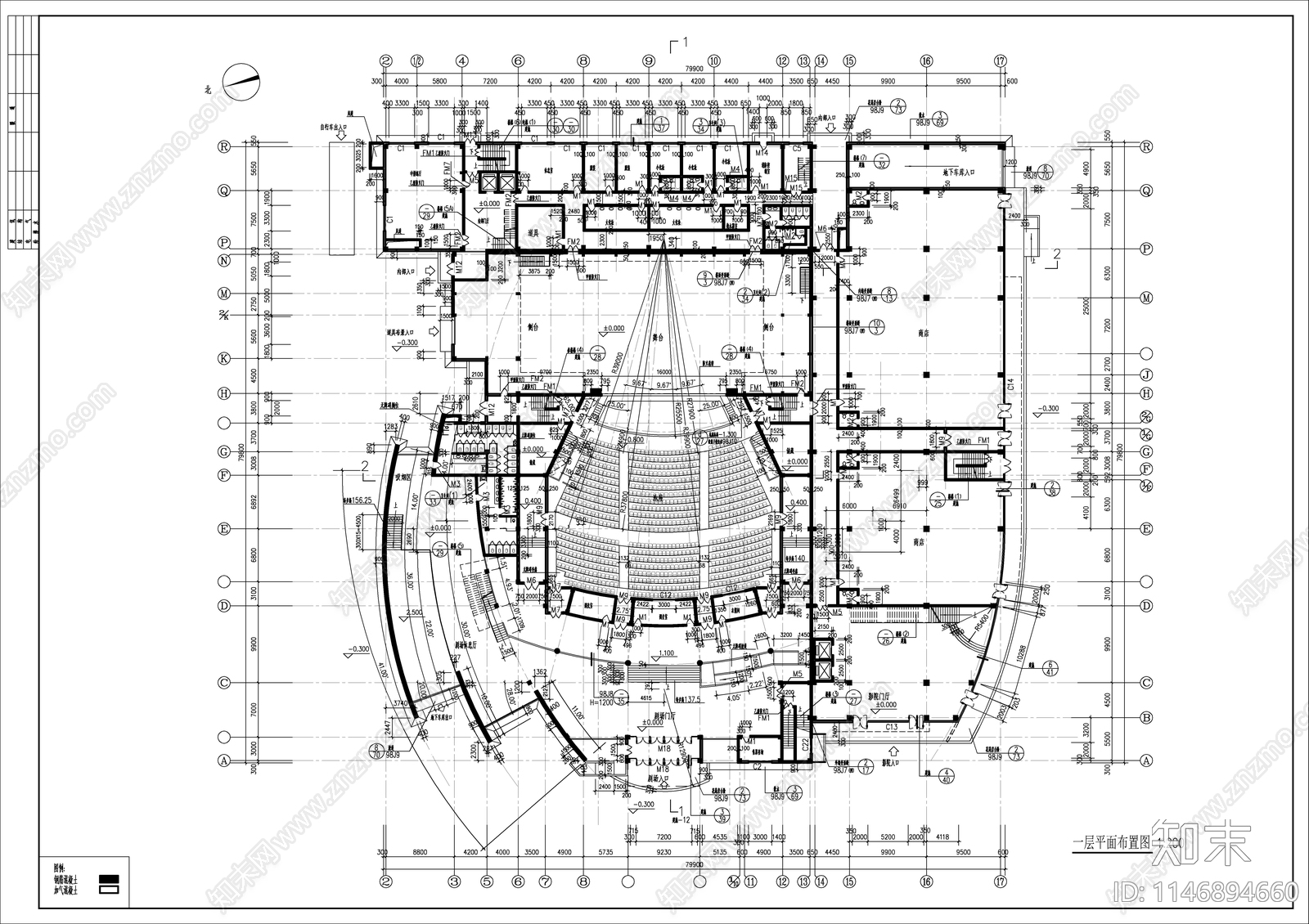 大型影剧院建筑cad施工图下载【ID:1146894660】