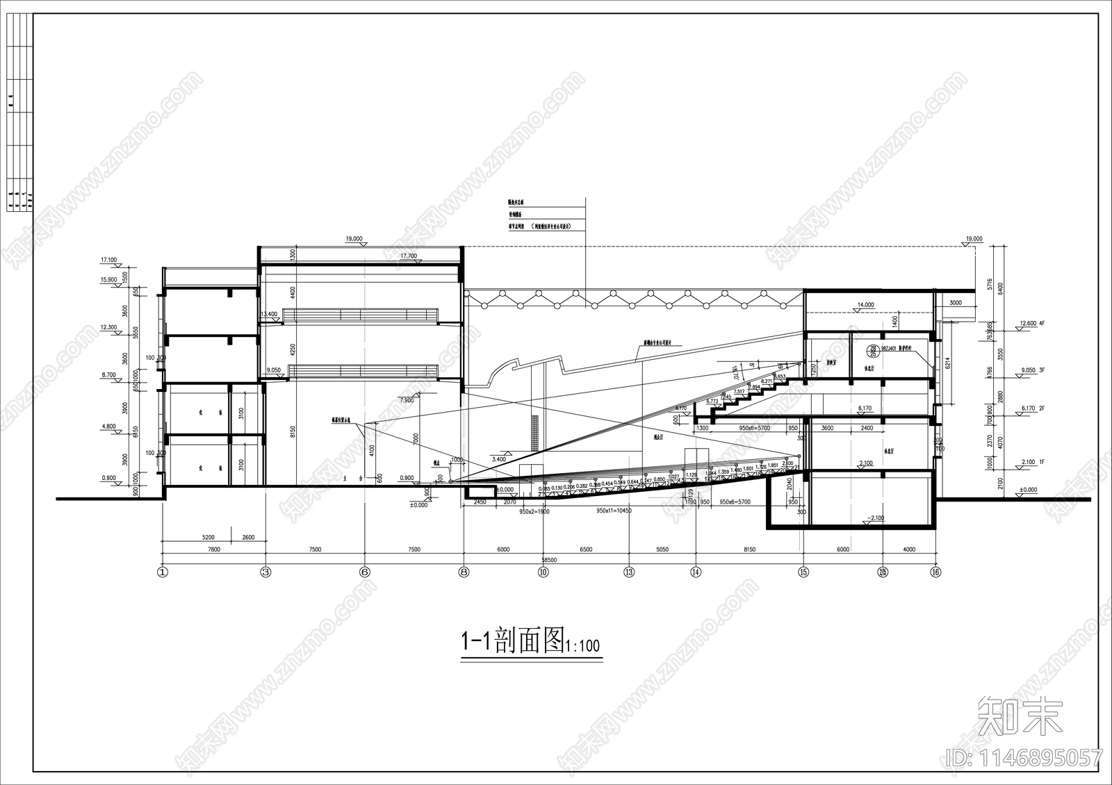 大中型影剧院建筑cad施工图下载【ID:1146895057】