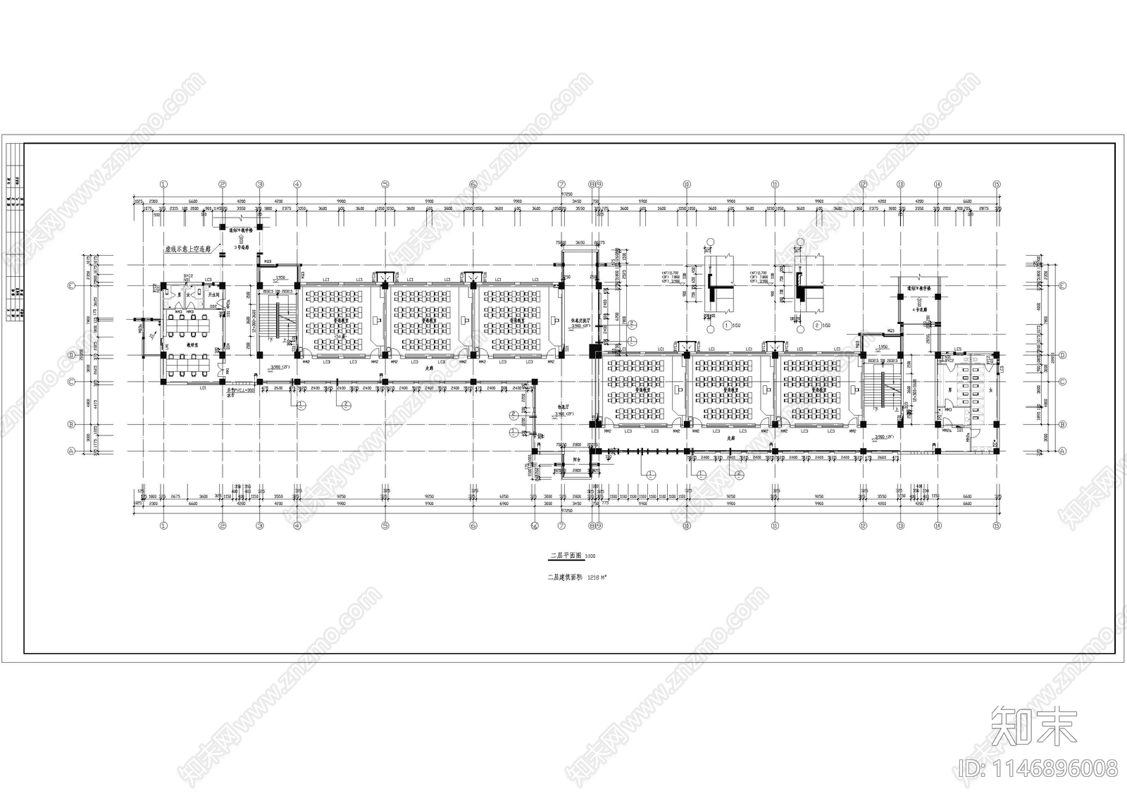 西安某大学教学楼建筑cad施工图下载【ID:1146896008】