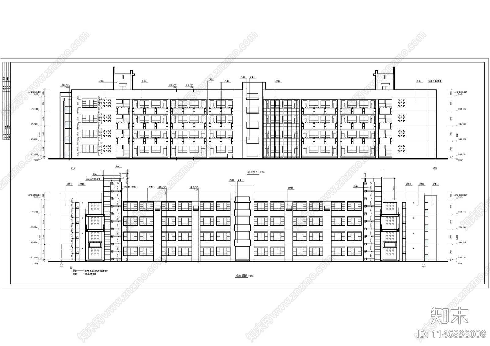 西安某大学教学楼建筑cad施工图下载【ID:1146896008】