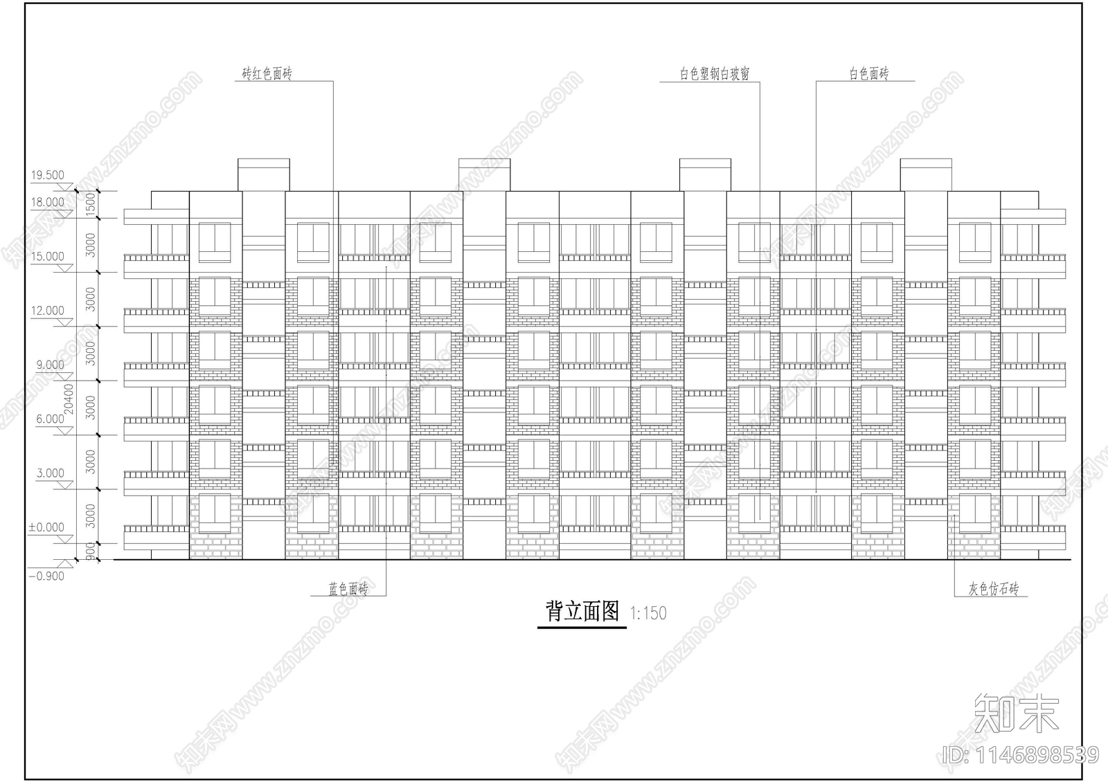 研究生公寓建筑cad施工图下载【ID:1146898539】