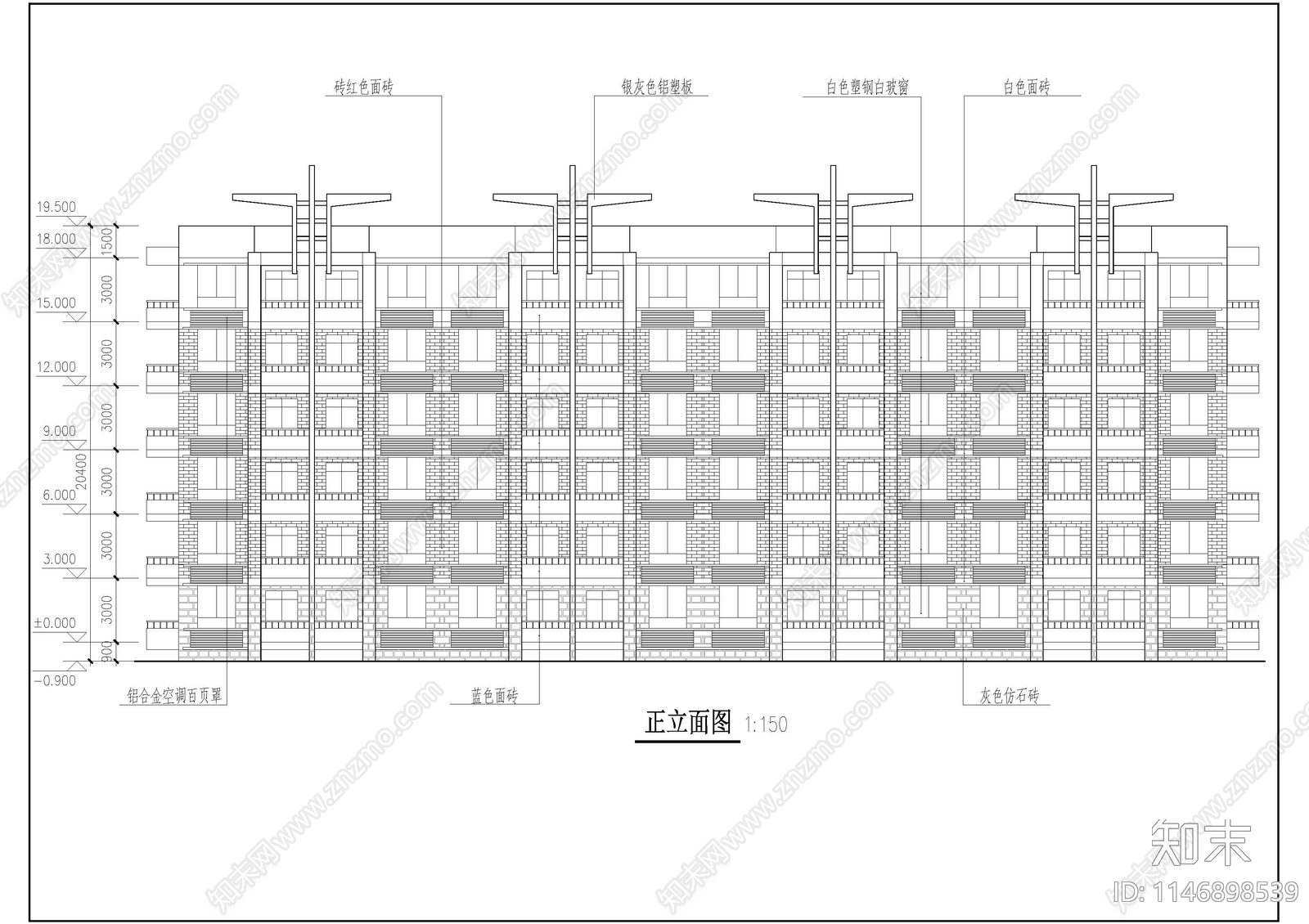 研究生公寓建筑cad施工图下载【ID:1146898539】