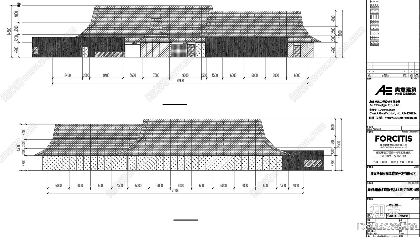 华润海南万宁售楼处营销中心建筑cad施工图下载【ID:1146898930】