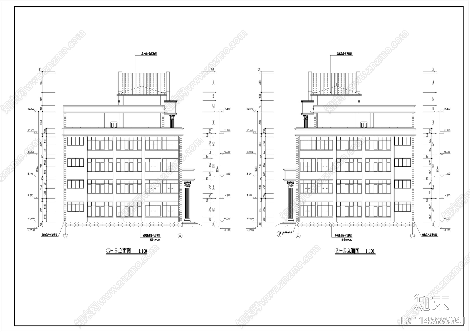 某卫生学校实验楼建筑cad施工图下载【ID:1146899941】