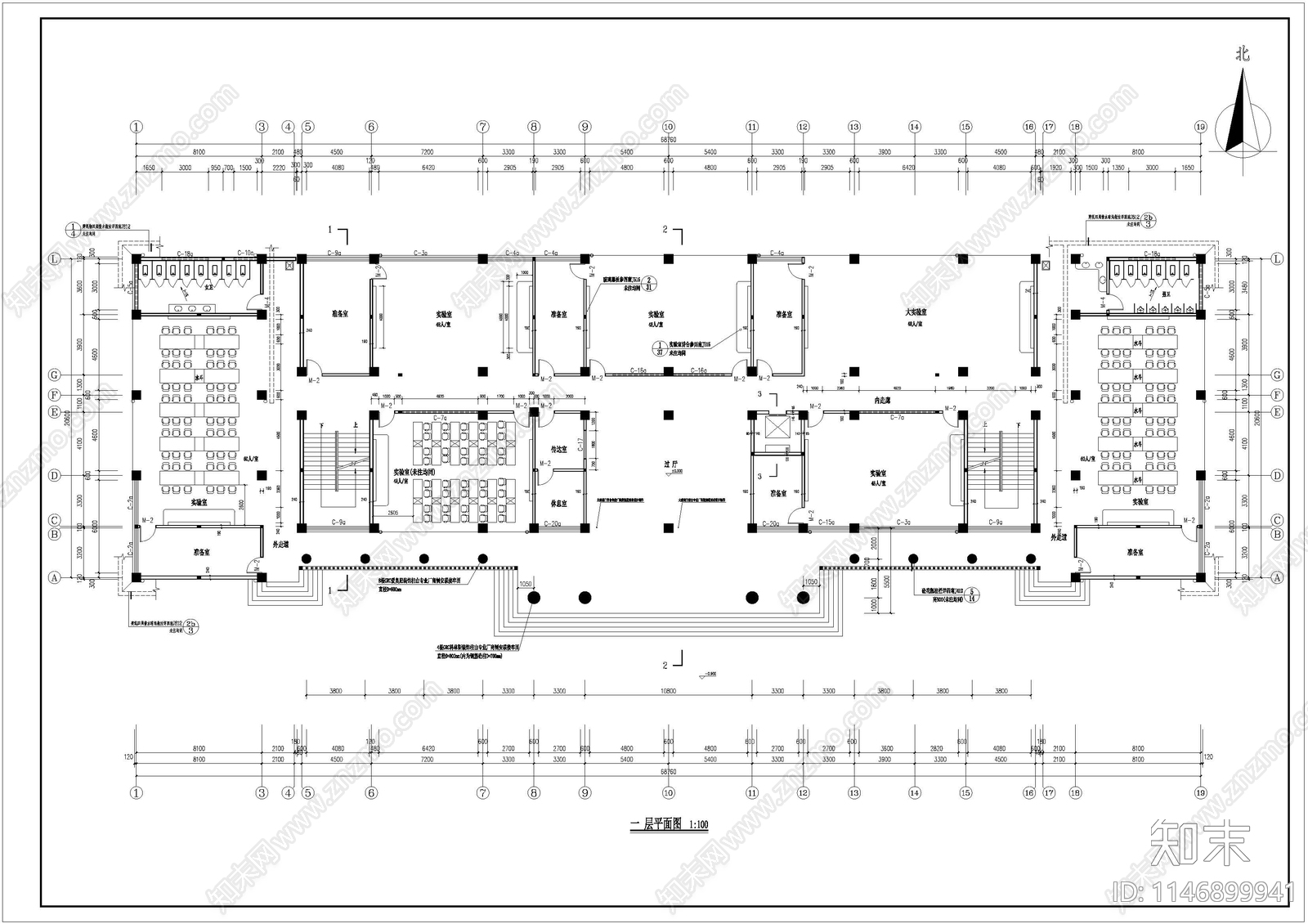 某卫生学校实验楼建筑cad施工图下载【ID:1146899941】