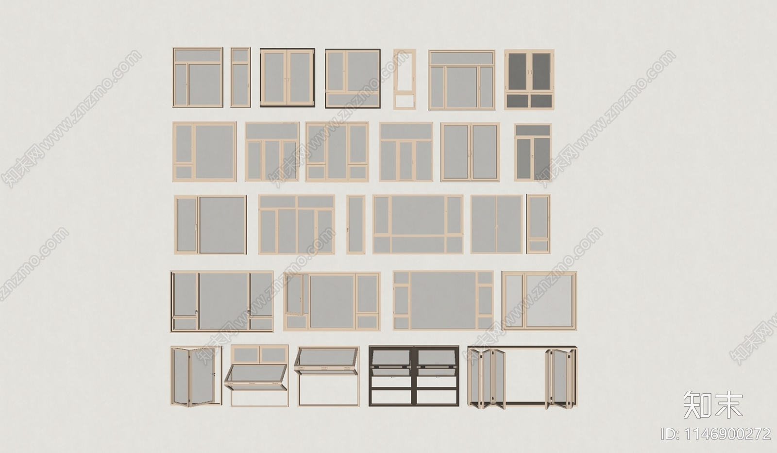 现代折叠窗户组合SU模型下载【ID:1146900272】