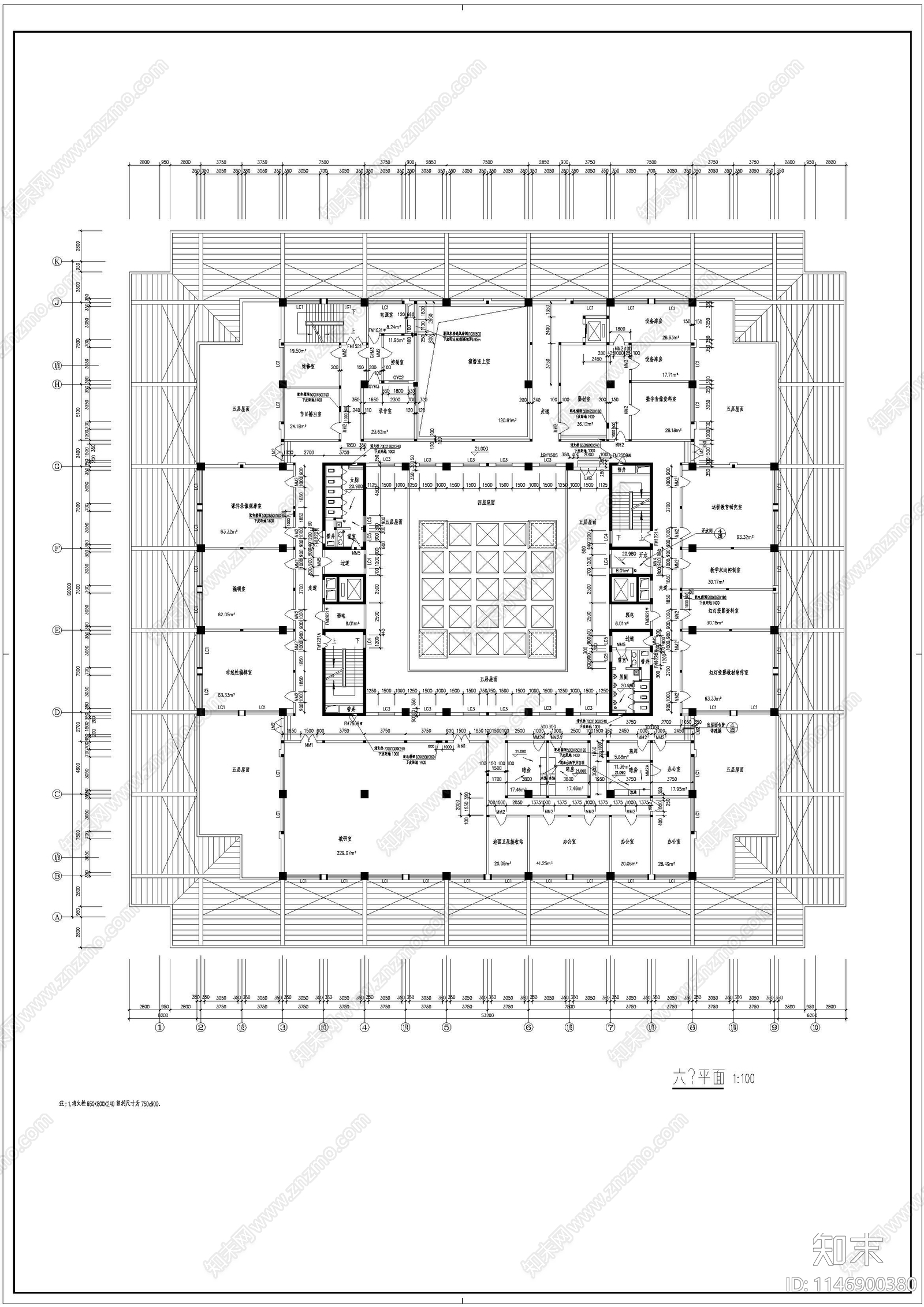 某师范学院图书馆建筑cad施工图下载【ID:1146900380】