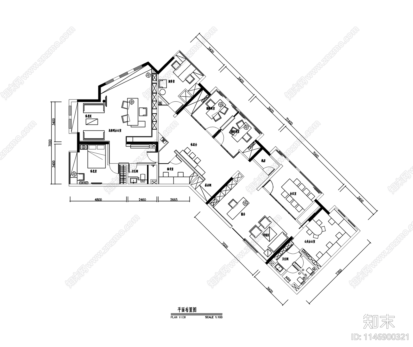 现代办公室室内cad施工图下载【ID:1146900321】