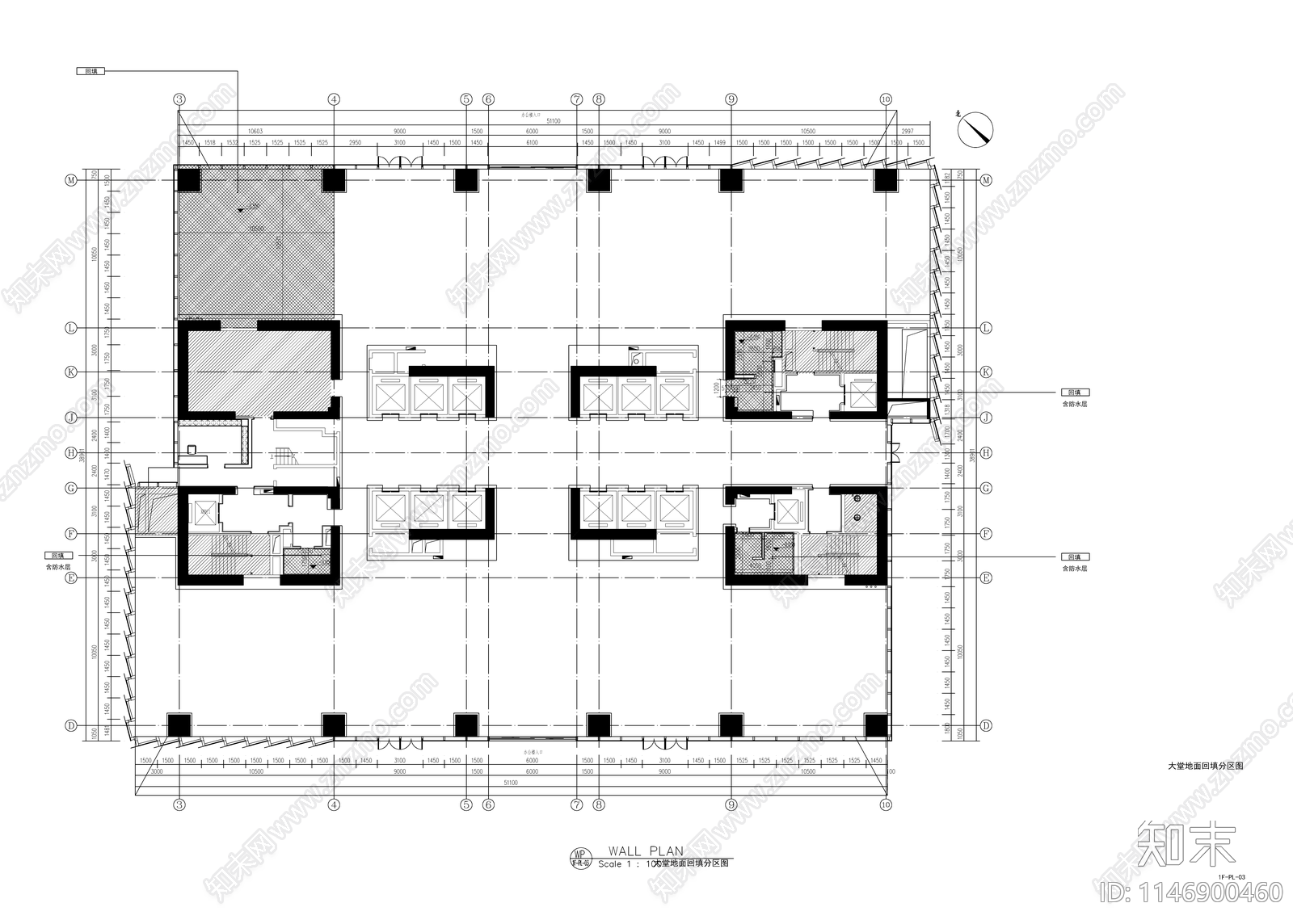 现代大厦办公室室内cad施工图下载【ID:1146900460】