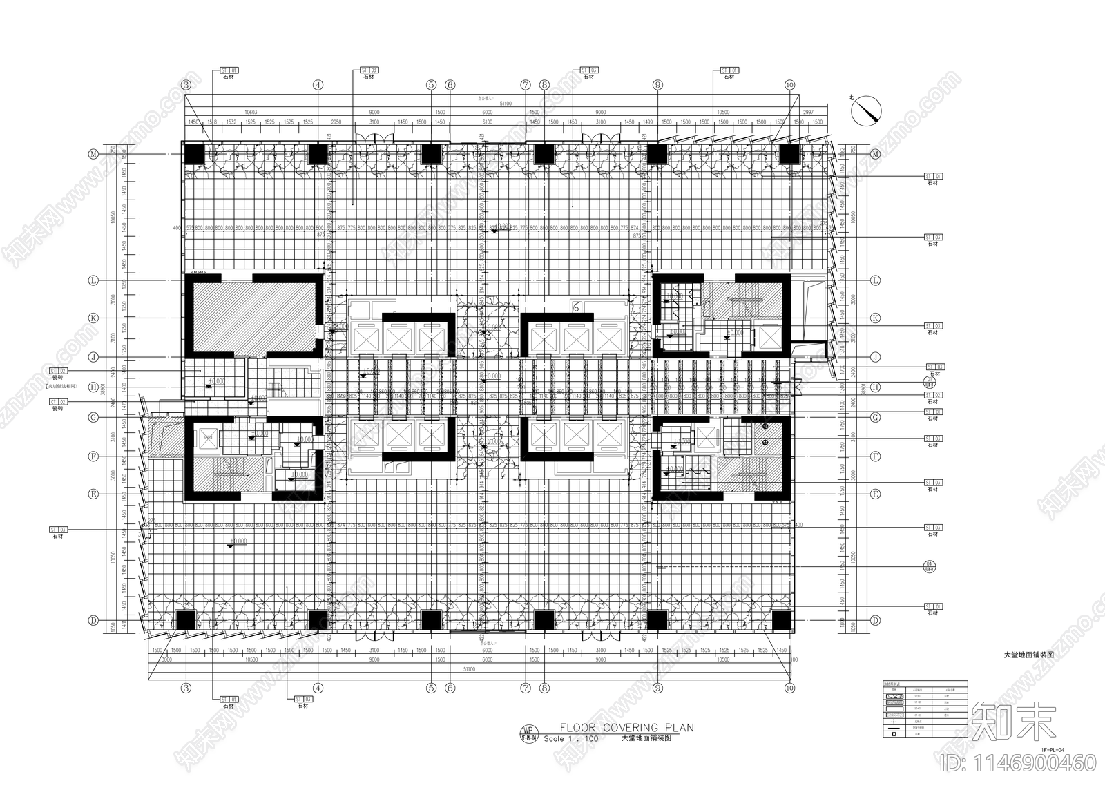 现代大厦办公室室内cad施工图下载【ID:1146900460】