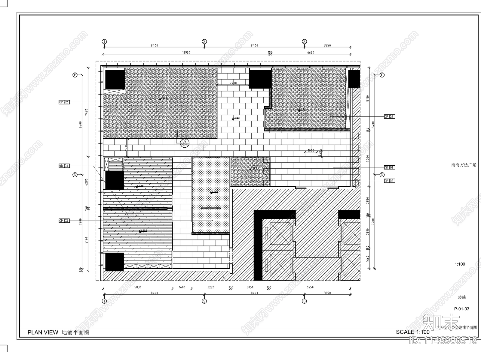 品质办公户型样板间室内cad施工图下载【ID:1146900518】