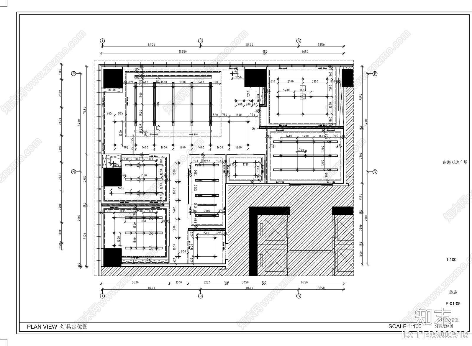 品质办公户型样板间室内cad施工图下载【ID:1146900518】