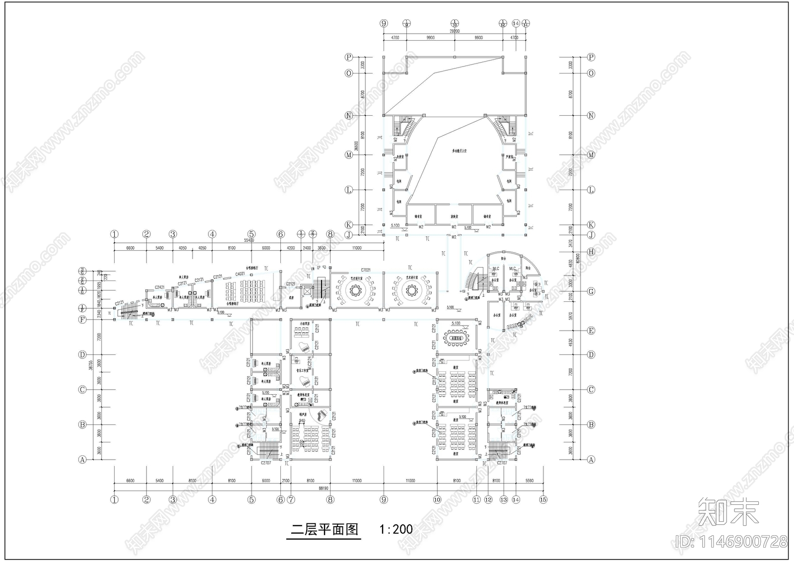 某高校艺术中心设计建筑cad施工图下载【ID:1146900728】