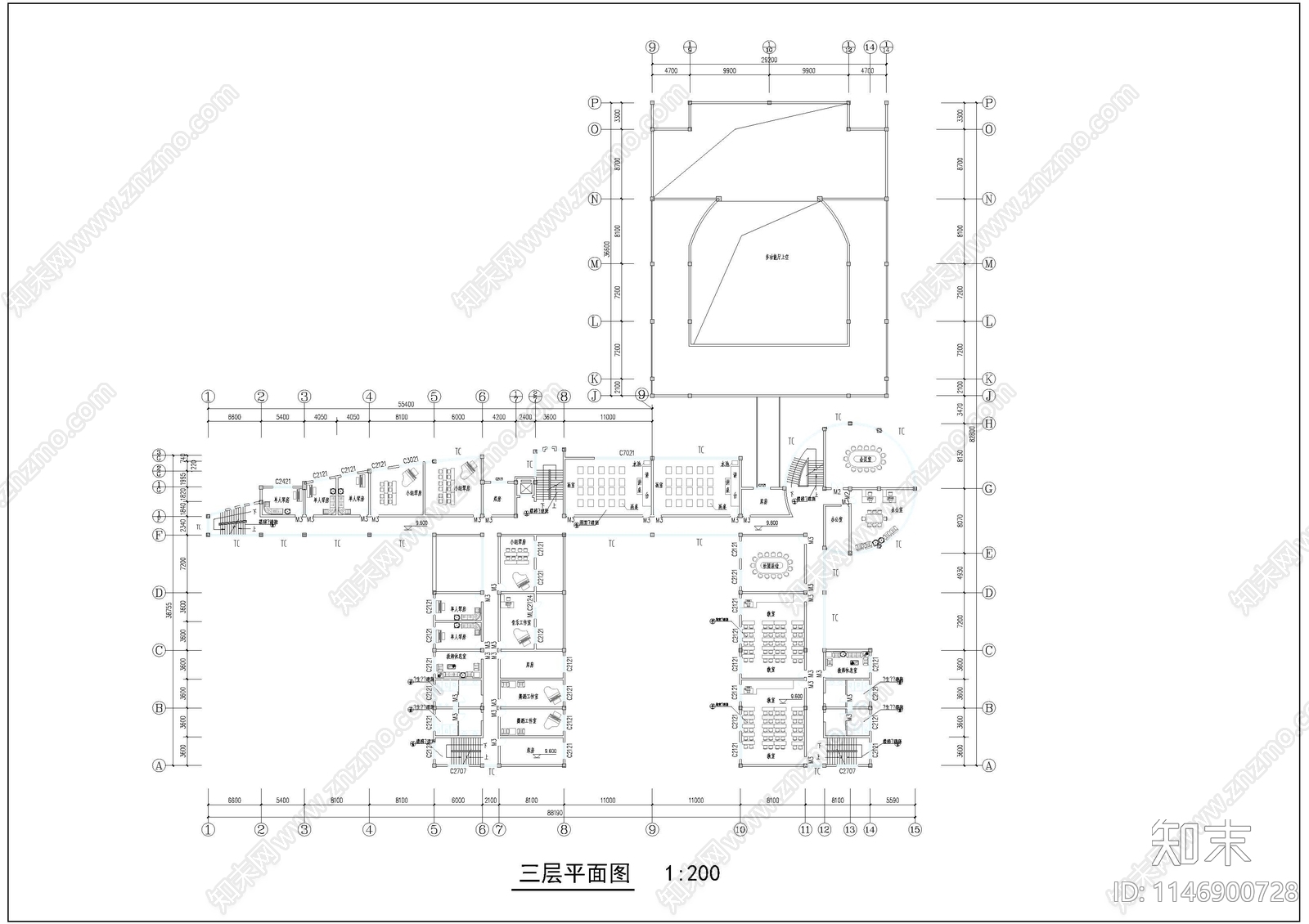 某高校艺术中心设计建筑cad施工图下载【ID:1146900728】