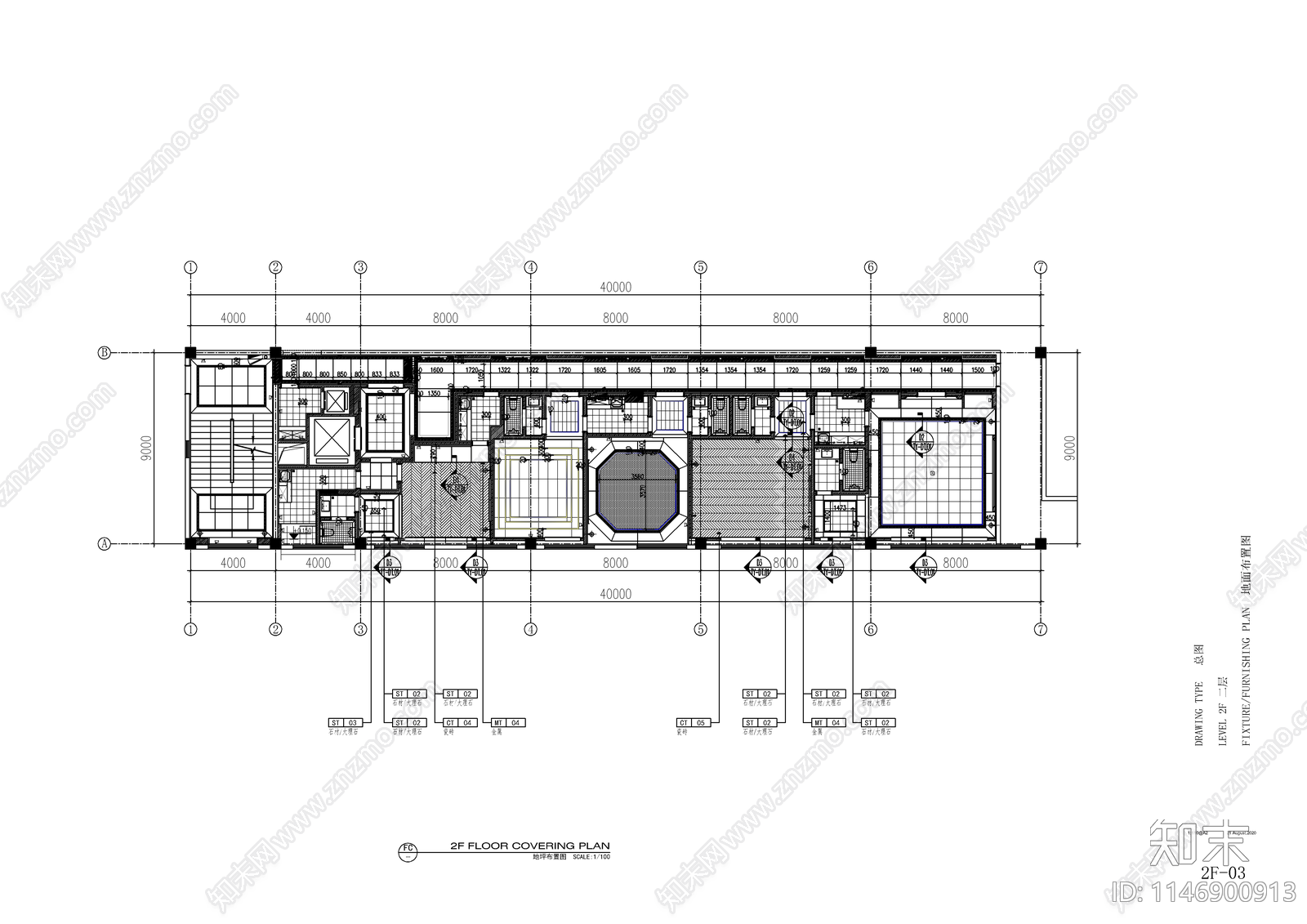 新中式海鲜餐厅室内cad施工图下载【ID:1146900913】