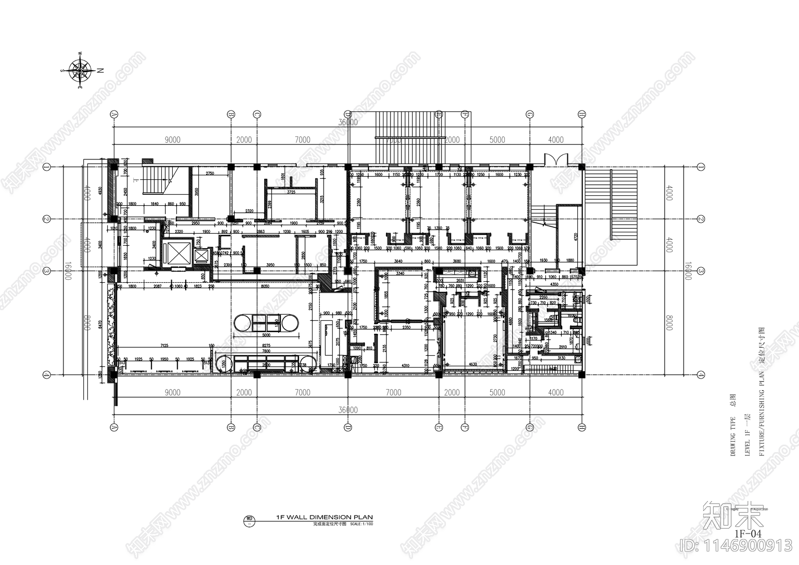 新中式海鲜餐厅室内cad施工图下载【ID:1146900913】