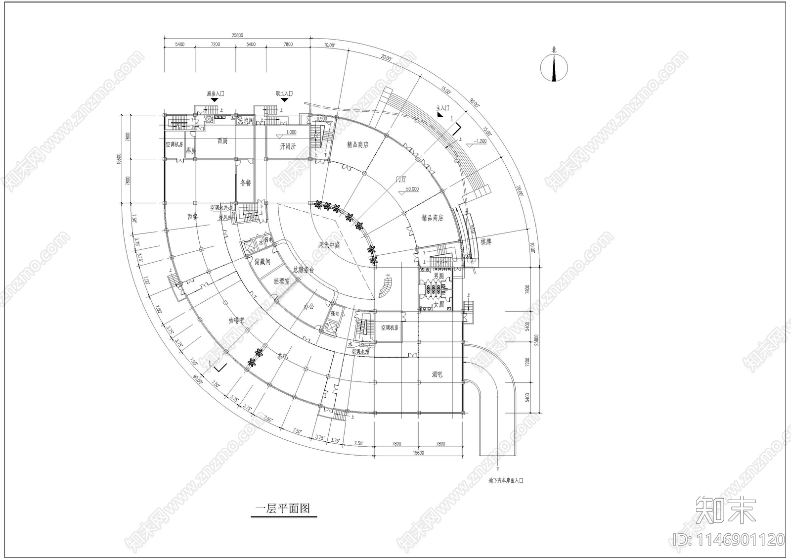 某大学星级会馆建筑cad施工图下载【ID:1146901120】