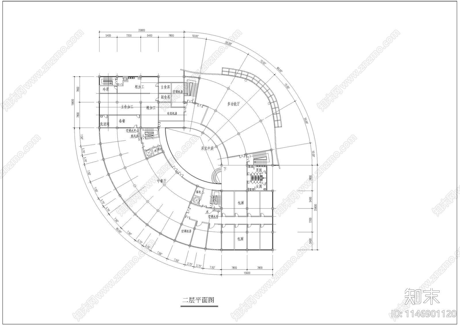 某大学星级会馆建筑cad施工图下载【ID:1146901120】