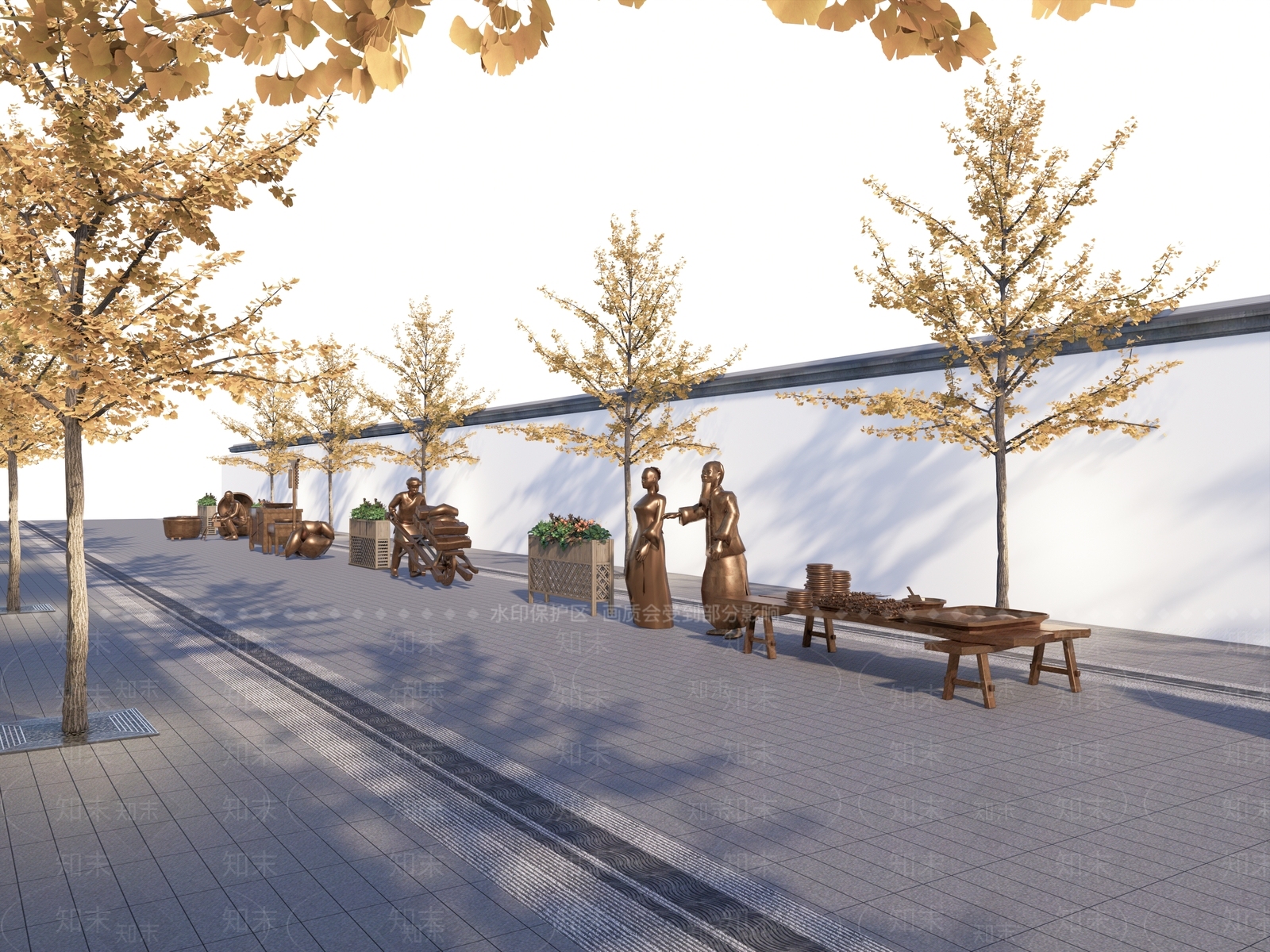 新中式铜人雕塑SU模型下载【ID:1146943829】