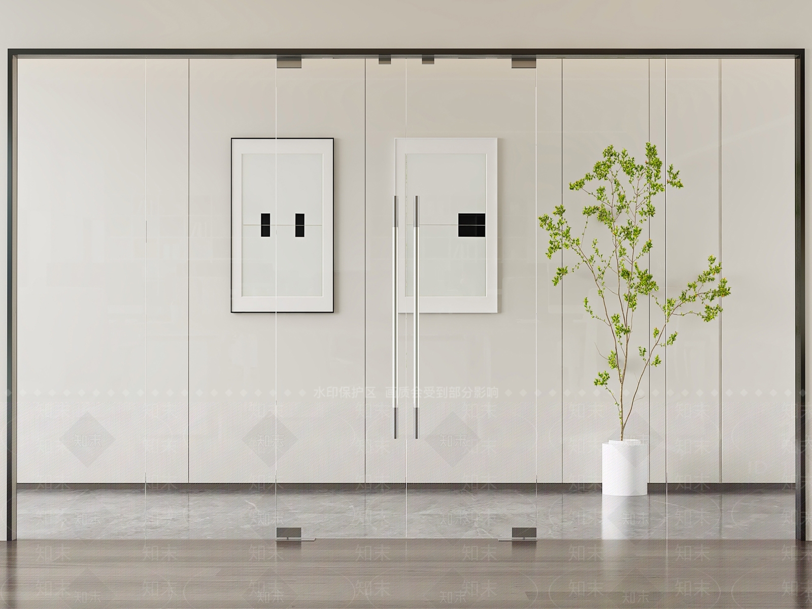 现代办公玻璃门3D模型下载【ID:1147292377】